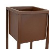 Sunnydaze Modern Simplicity Cold-Rolled Steel Outdoor Elevated Planter - Set of 2 - 8.25" Square x 19.75" H and 27" H - 2 of 4
