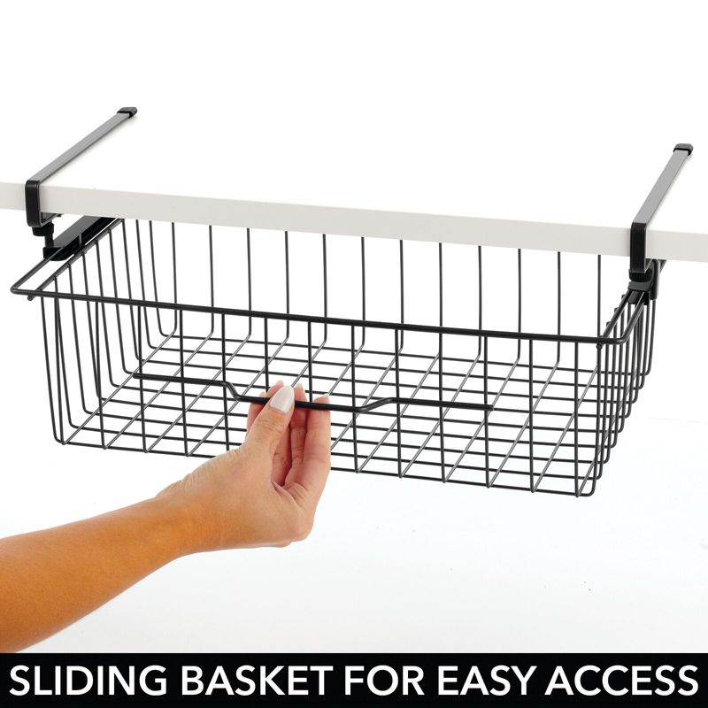 mDesign Large Wire Hanging Pullout Drawer Basket - Attaches to Shelving, 5 of 10
