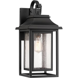 John Timberland Cecile 21.25 High Mission Outdoor Wall Light Fixture Mount Porch House Box Lantern Weatherproof Black Clear Seeded Glass Shade - 1 of 4