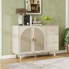 Okak Modern Bedroom Dressers with 2 Rattan Door 3 Drawer,Chest of Drawers for Living Room Bedroom,Entryway Study,Wooden Dresser Cabinet - 3 of 4