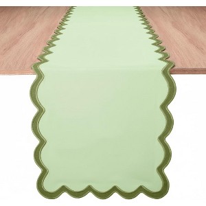 Folkulture Christmas Table Runner | Long Scallop Table Runner for Christmas Decor or Boho Decor for Dining Room Table Decor (Forest Sage) - 1 of 4