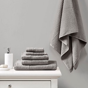 KWPZQEB 6 Piece Premium Towel set, 100% Cotton towels for Bathroom, Soft and Absorbent, 2 Bath Towels, 2 Hand Towels & 2 Washcloths - 1 of 4