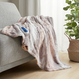 Zuri Reversible Faux Fur to Mink Electric Blanket, Auto Shut Off, Virtually Zero EMF, Multi Heat Setting, UL Certified, Machine Washable - 1 of 4