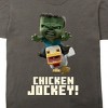 Minecraft Movie Chicken Jockey Adult Pepper Black Crew Neck Short Sleeve T-shirt - XL - 2 of 2