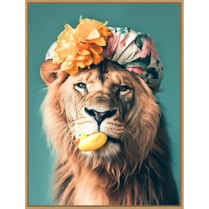 Amanti Art King of the Bathroom Lion by Niky Rahner Framed Canvas Wall Art - 1 of 4