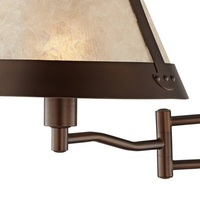 Industrial Bronze 14'' Swing Arm Wall Lamp with Natural Mica Shade