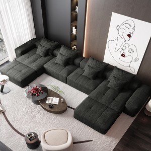 Whisen Modern Oversized Modular Sectional Sofa with 2 Ottoman, 2 Seat Sparkling Chenille Fabric and 4 Pillows, 4-Piece DIY Combination - 1 of 4