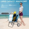DoCred Folding Beach Chair with Canopy & Wheels, Reclining Lounge Chair Cart for Camping, Tailgates & Fishing - 4 of 4