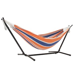 Vivere Double Cotton Hammock, Comfortable Daybed, Steel Stand, 9', Orange Punch - 1 of 4