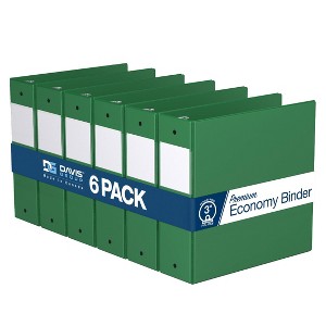 Premium Economy 3" Round Ring Binder 6pk Green: Davis Group, Hard Cover, 600 Sheet Capacity, 2 Pockets, Polypropylene - 1 of 4