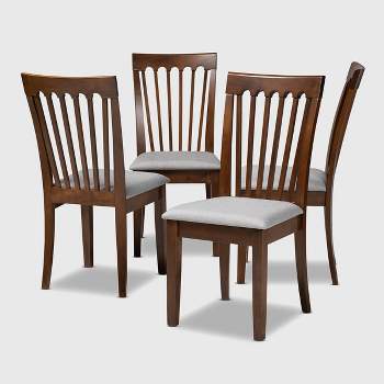 Set of 4 Minette Fabric Upholstered Walnut Finished Dining Chairs Gray/Walnut - Baxton Studio: Modern Comfort, Foam-Padded, Armless