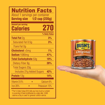 Bush's Original Baked Beans with Bacon and Brown Sugar, 8.3 oz Can