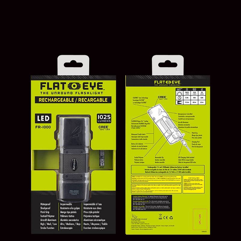 FLATEYE FR-1000 LED Rechargeable Flashlight - Black, 4 of 5