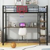 Okak Full/Twin Size Metal Loft Bed with Desk & Basketball Hoop,Space-Saving Loft Beds with Slide and Staircase,Sturdy Loft Bed for Kids,Teens - 3 of 4