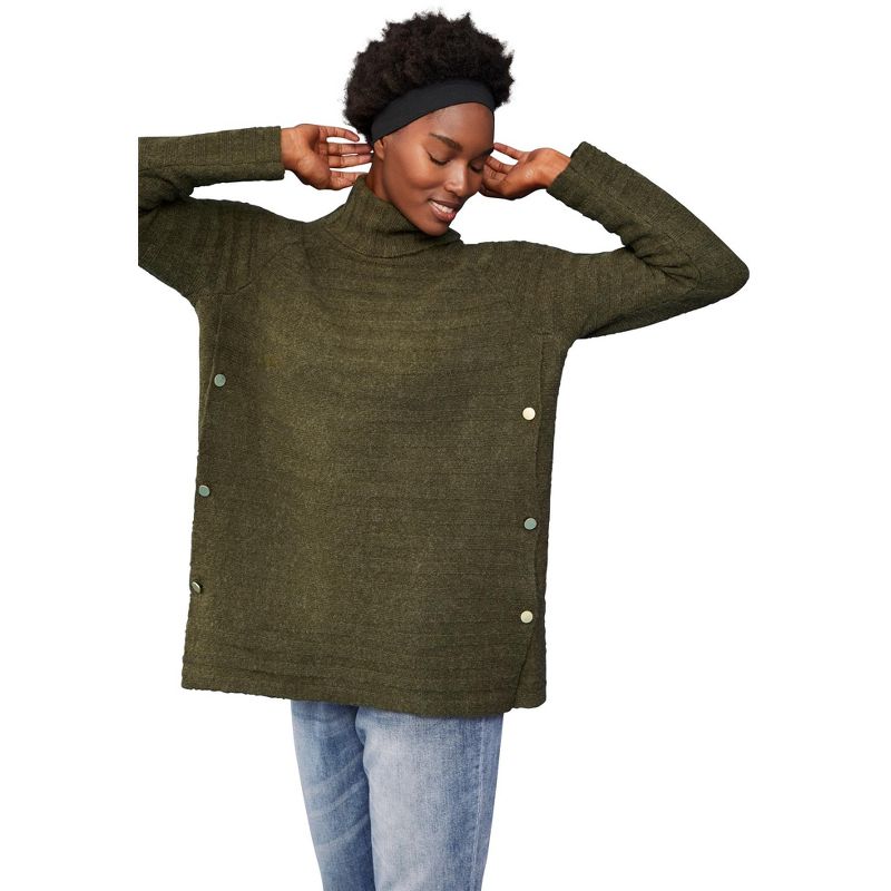 ellos Women's Plus Size Side Button Turtleneck Sweater, 1 of 2