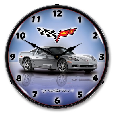 Collectable Sign & Clock | C6 Corvette Blade Silver LED Wall Clock Retro/Vintage, Lighted