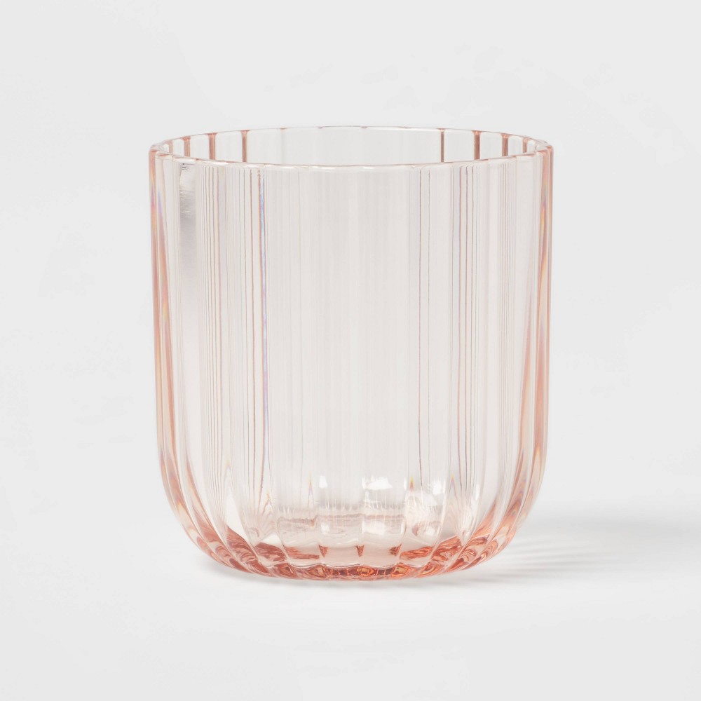 Photos - Glass 11oz Plastic Ribbed Short Tumbler Pink - Threshold™