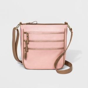 Bueno Triple Zip Crossbody Bag - Light Pink, Women