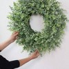 26 inch artificial eucalyptus wreath with white seeds greenery for front door porch farmhouse home outdoor spring summer - 4 of 4