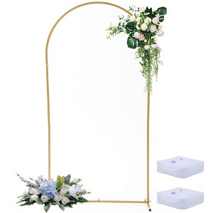 Gold Arch Backdrop Stand  Metal Wedding Arch Stand Gold Arched Frame for Ceremony Outdoor Indoor Decoration - 1 of 4