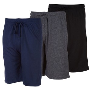 3 Pack Mens Jersey Shorts with Pockets and Drawstring – Soft Men's Lounge Shorts for The House, Sleep PJ, Pajamas – Up to 3XL - 1 of 4
