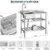 Stainless Steel Utility Sink,  Freestanding Single Bowl with Storage Shelf, Pull-Out Hot & Cold Faucet - 2 of 4