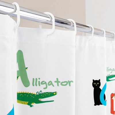Animal Alphabet Multicolor Polyester Kids' Shower Curtain