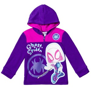 Marvel Spidey and His Amazing Friends Ghost-Spider Miles Morales Spider-Man Fleece Half Zip Hoodie Toddler to Little Kid - 1 of 4