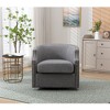 LOVMOR 360 Degree Swivel Accent Chair,Waterproof Oil Waxed PU Leather Swivel Armchair w/Solid wood frame & rotating turntable,Beige - 2 of 4