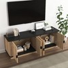 Chic Crate-Natural Wood TV Cabinet – 4-Door MDF Storage Console, Nordic Minimalist Style, Fits 55In - 4 of 4