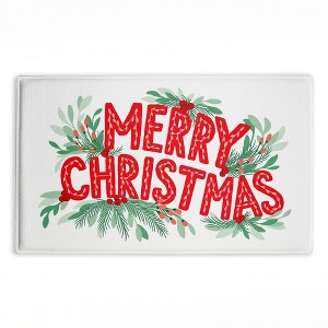 Stupell Industries Merry Christmas & Greenery Printed Plush Bathroom Floor Mat, design by Heather McLaughlin - 1 of 4