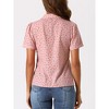 Allegra K Women's Short Sleeve Casual V Neck Print Notch Lapel Collar Summer Blouses - 3 of 4
