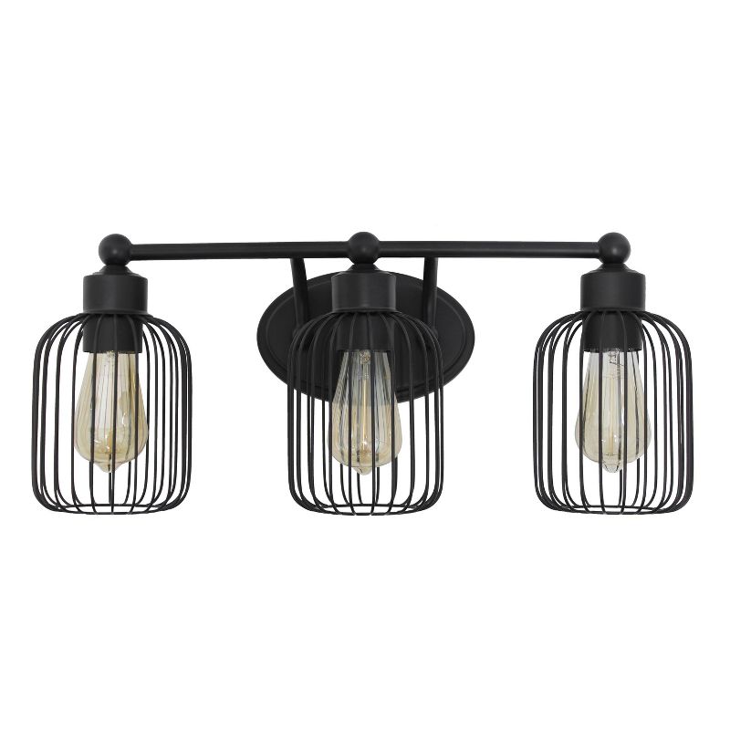 Ironhouse Industrial Decorative Cage Vanity Uplight Downlight Wall Mounted Fixture Black - Lalia Home, 1 of 11
