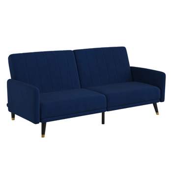 Flash Furniture Sophia Premium Split Back Sofa Futon, Convertible Sleeper Couch for Small Spaces in Soft Upholstery with Solid Wooden Legs