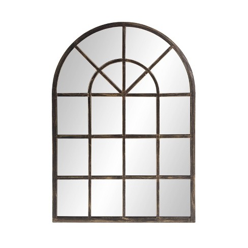 Howard Elliott Arched Windowpane Metal Mirror Oil Rubbed Bronze: Modern Style, 41x29", No Assembly Required - image 1 of 4