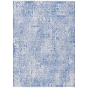Sky Blue Denim Blue And Ivory Abstract Washable Indoor Outdoor Area Rug - 1 of 4