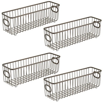 mDesign Metal Bathroom Storage Organizer Basket Bin, 4 Pack