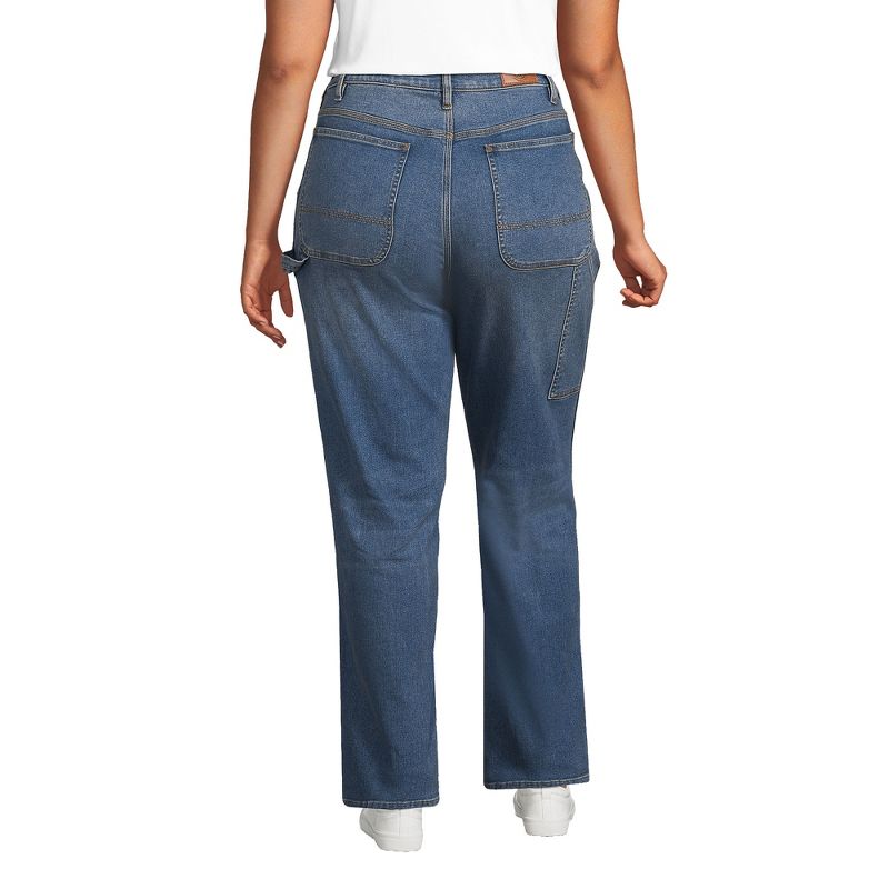 Lands' End Women's Recover High Rise Relaxed Straight Leg Utility Blue Jeans, 2 of 7