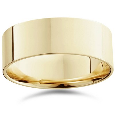 Pompeii3 8mm Flat High Polished Wedding Band 10K Yellow Gold