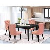 5-Piece Black Finish Solid Wood Top - Rectangular Upholstered Dining Room Set (Seats-4) - 2 of 4