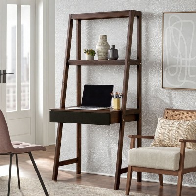 Brown Wooden Ladder Desk with Storage, Decorative Ladder Bookshelf and Display Shelf for Home or Office - Maison Boucle