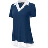 BLUEMING Womens Summer T-Shirts V Neck Faux Layering Shirts Color Block Polo Shirts Plaid Teacher Shirts - 3 of 3