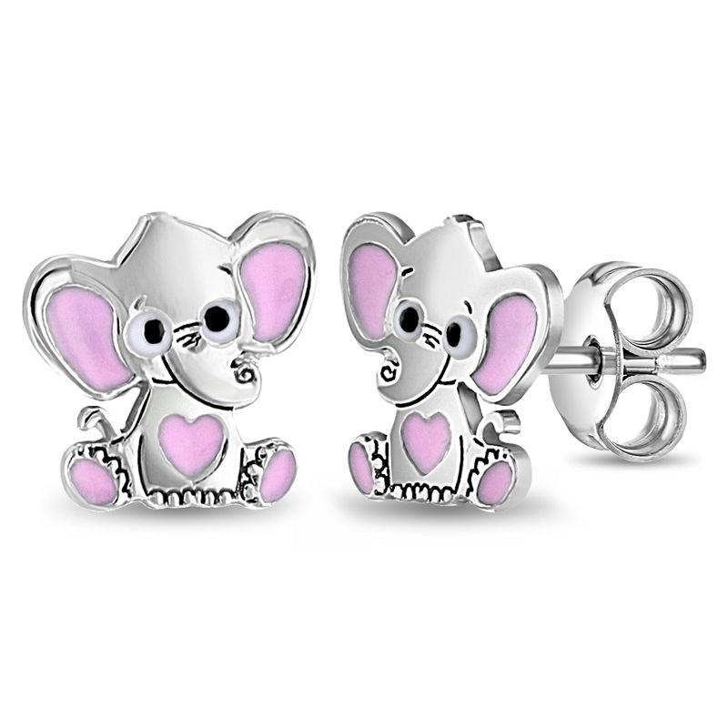Girls' Bashful Elephant Standard Sterling Silver Earrings - In Season Jewelry, 1 of 5