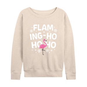 Women's - Instant Message - Flaming Ho Ho Ho Christmas Lightweight French Terry Wide Neck Long Sleeve Shirt - 1 of 4