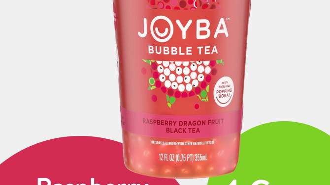 JOYBA Raspberry Dragon Fruit Black Bubble Tea - 4pk/12 fl oz Cups, 2 of 12, play video