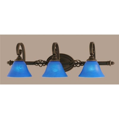 Toltec Lighting Elegante 3 - Light Vanity in  Dark Granite with 7" Blue Italian Shade