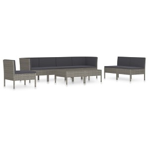 vidaXL Patio Lounge Set-9 Piece Outdoor Furniture Set with Cushions-Weather Resistant Poly Rattan-Durable Steel Frame-Modern Gray Finish - 1 of 4