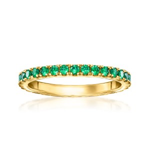 Pure Collection by Ross-Simons 0.80 ct. t.w. Lab-Grown Emerald Eternity Band in 18kt Gold Vermeil - 1 of 4
