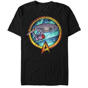 Men's Star Trek USS Enterprise Stained Glass To Boldly Go T-Shirt - 1 of 4