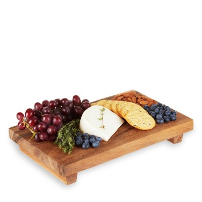 Rustic Acacia Wood Footed Serving Board Tray